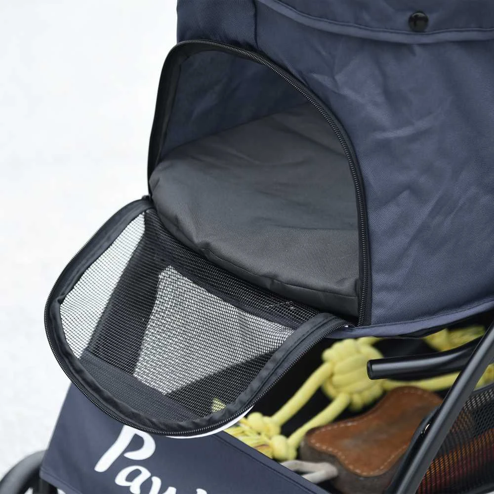 PawHut šunų vežimėlis, sulankstomas vežimėlis šunims su pagalve, 4 ratai, tinkleliniai langai, skirtas mažiems šunims ir katėms, 600D Oksfordo audinys