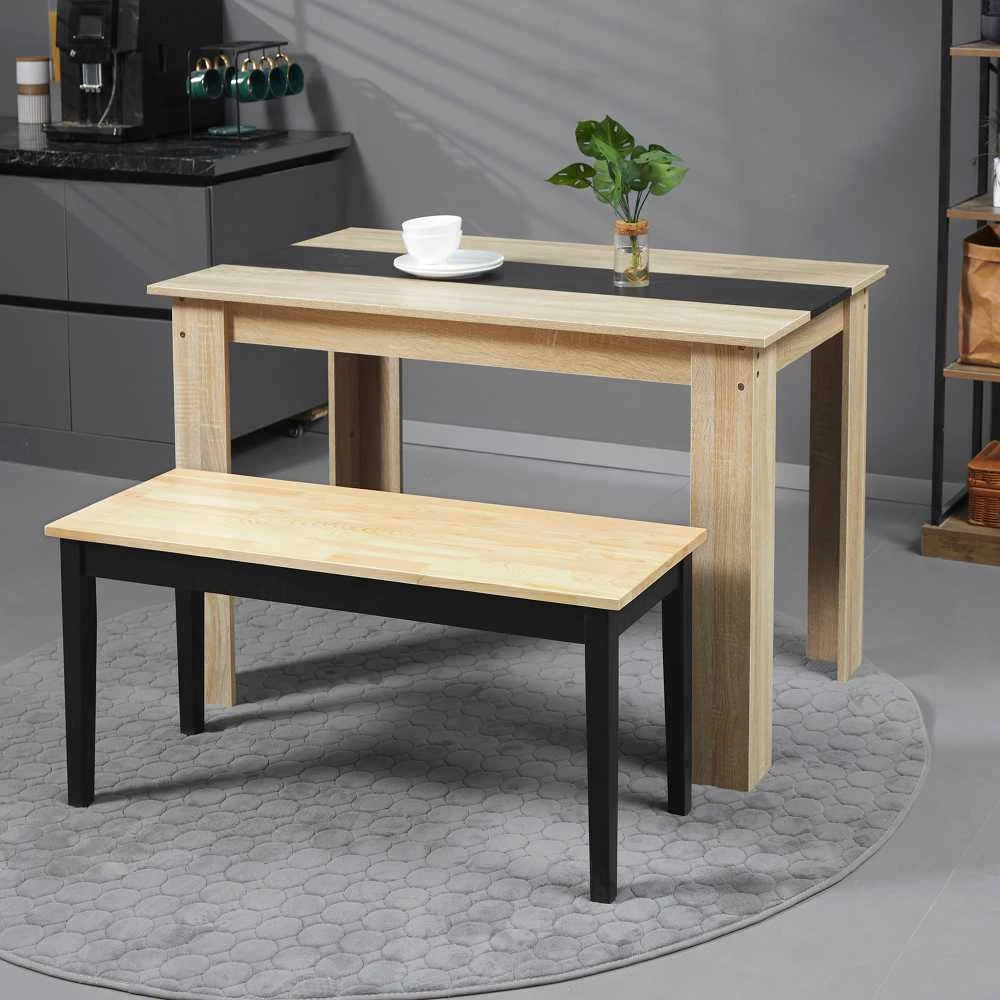 HOMCOM 2 vietų suoliukas, medinis suoliukas, virtuvės suoliukas, svetainės suoliukas, iki 220 kg, pušies mediena, natūralus, 102x36x45 cm