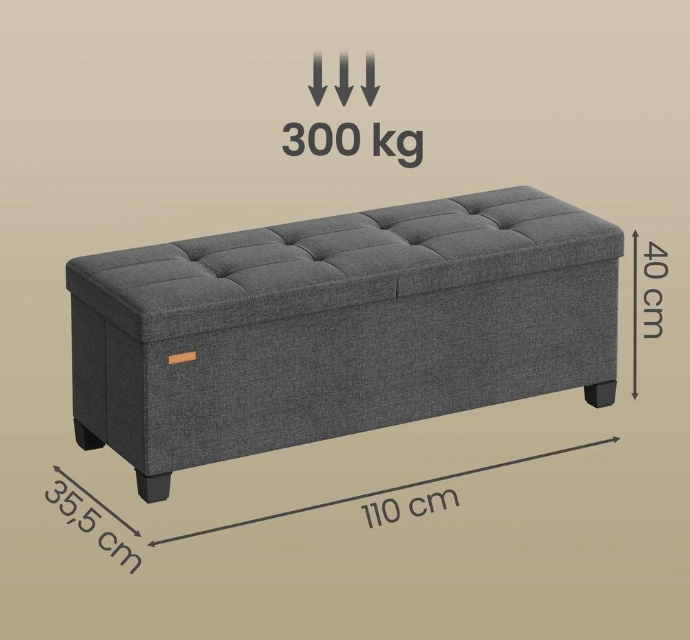 Songmics Suoliukas su daiktadėže 38 x 110 x 40 cm
