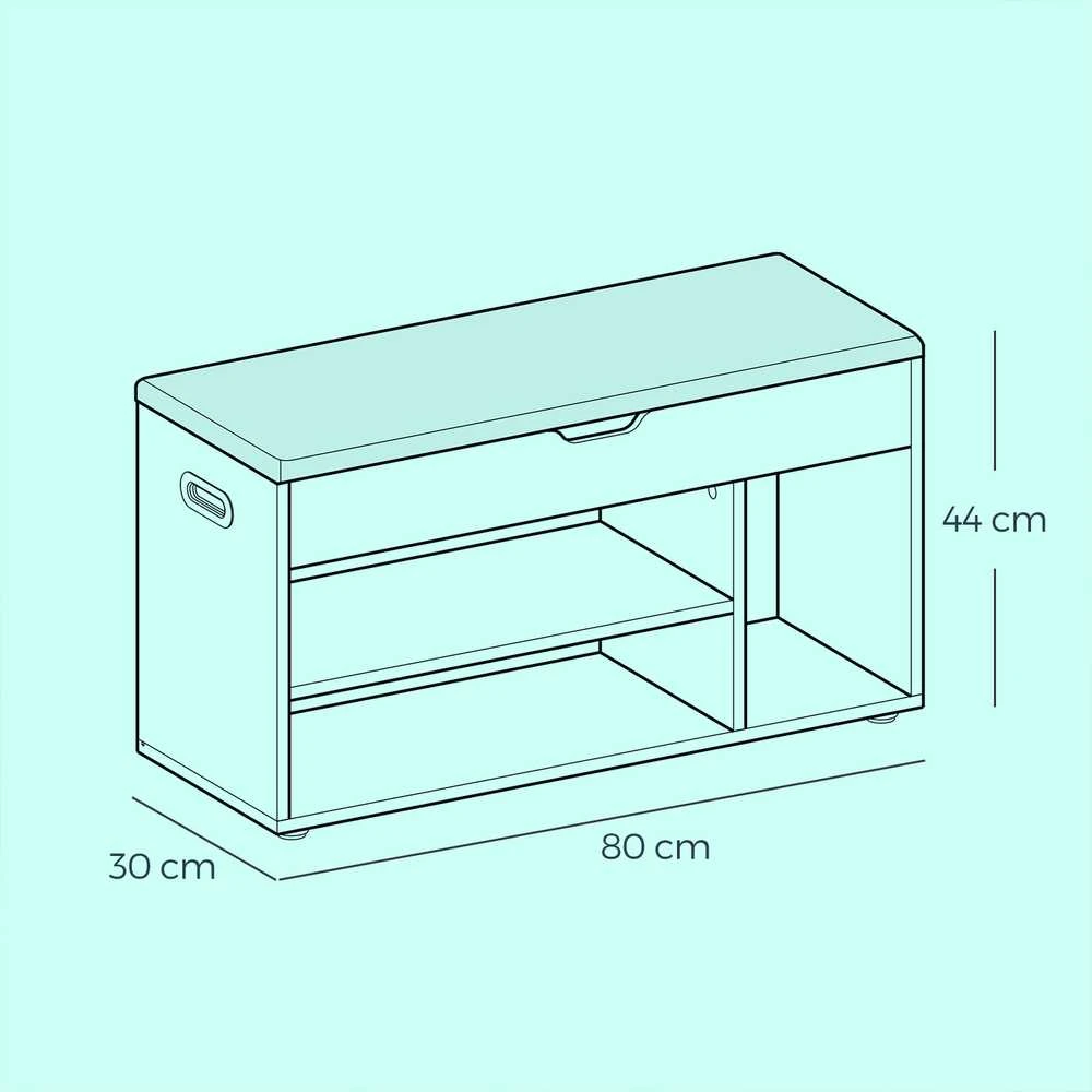 Songmics Suoliukas su sėdyne ir vieta batams, 30x100x44 cm, 138 kg
