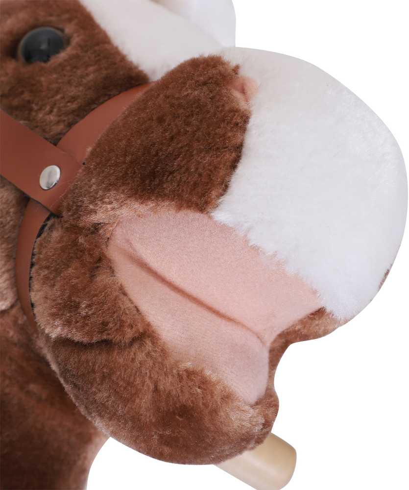 HOMCOM pliušinis arkliukas supynėms, rudas, supamas žaislas vaikams, I74xP33xA62cm