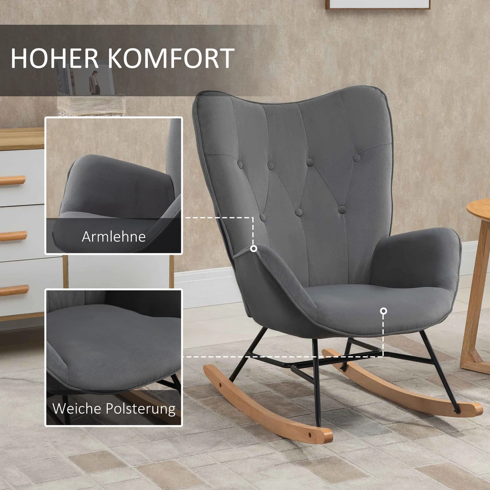 HOMCOM supamoji kėdė su plieniniu rėmu, paminkštinta relaksacinė kėdė, fotelis, svetainės kėdė, poilsio kėdė su paminkštinta sėdyne, aksominio tipo poliesteris
