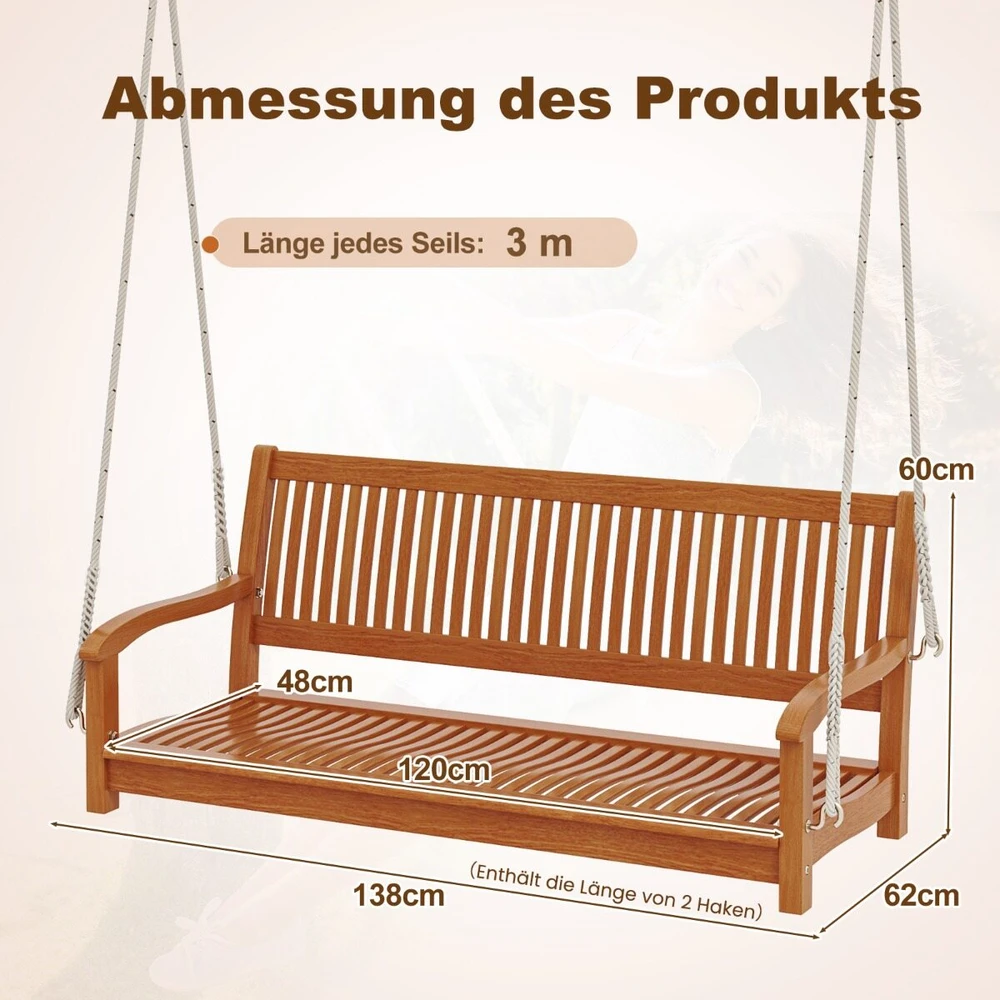 Supamas suolas iš akacijos medienos, iki 360 kg, natūralios spalvos, 138 × 62 × 60 cm