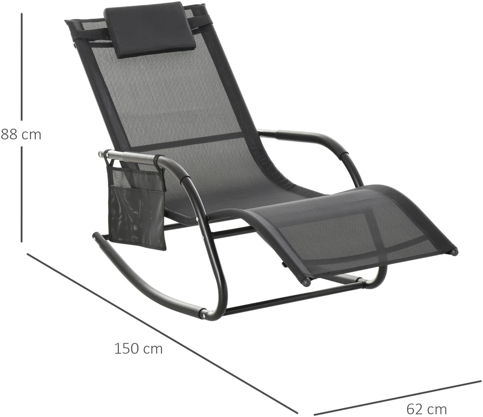 Supamasis krėslas - juodas 150 x 62 x 88 cm
