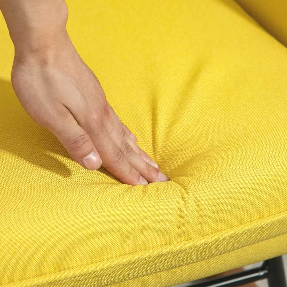 HOMCOM supamasis fotelis su taburete, porankis, poilsio kėdė su lino imitacija, supamoji kėdė iki 130 kg, smėlio spalvos
