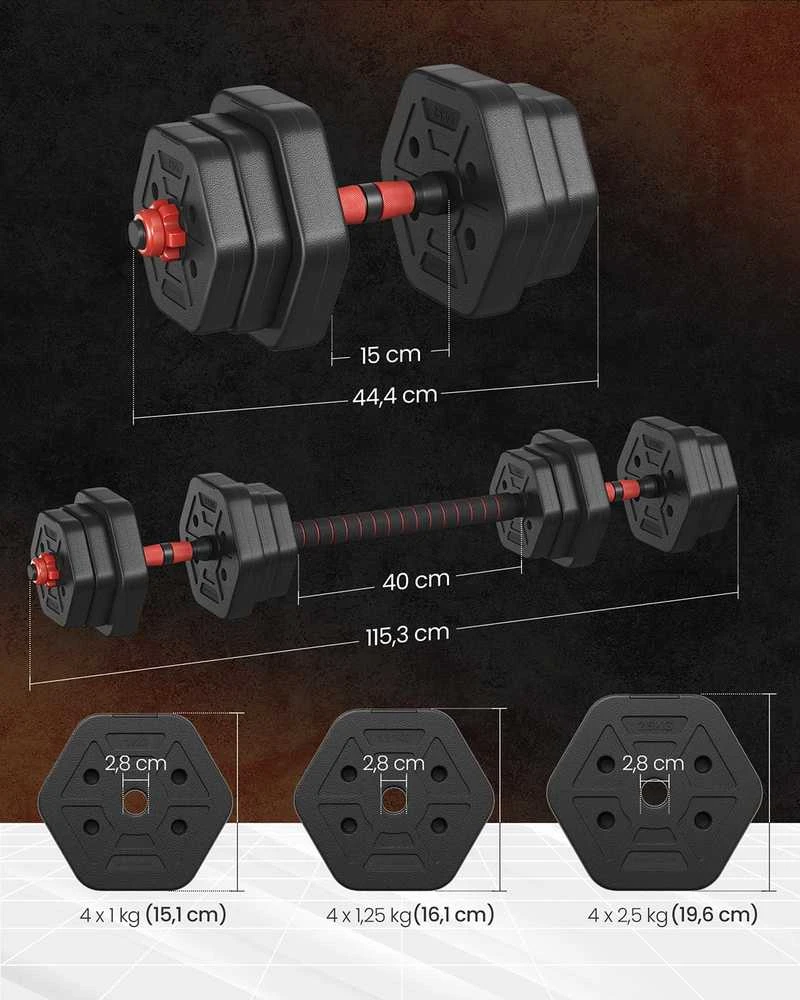 Songmics Svarmenų rinkinys 20 kg juoda