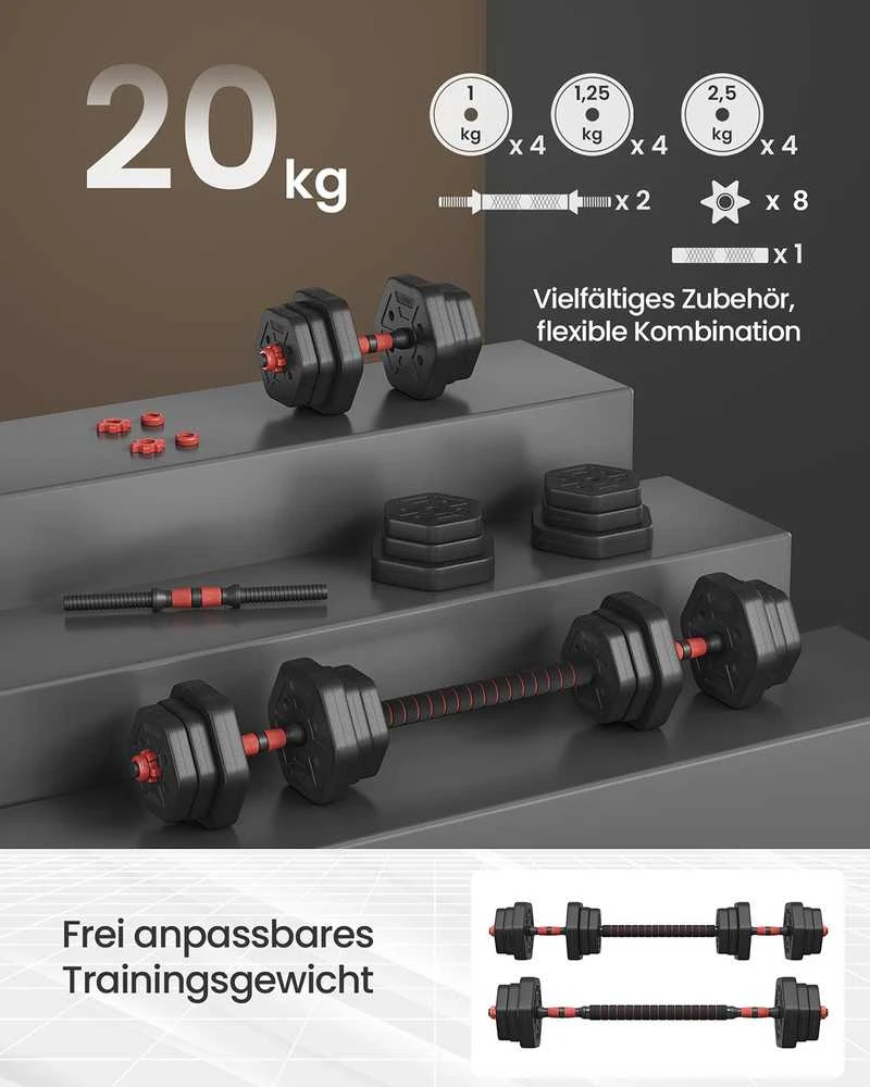 Songmics Svarmenų rinkinys 20 kg juoda