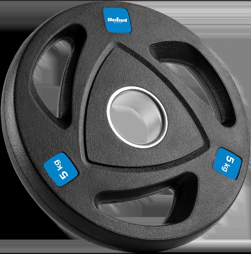 Gumuotų ketaus svarelių rinkinys 30kg (8x1.25kg + 4x2.5kg + 2x5kg), olimpinis atidarymas 51mm, REBEL ACTIVE