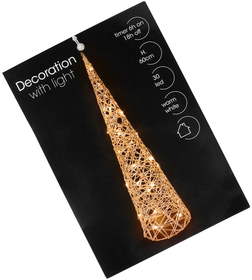 Dirbtinis Kalėdų medis 60 cm su LED apšvietimu, šiltai baltas