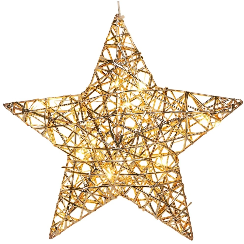 Kalėdų dekoracija Žibintas Auksinis 30 cm - 20 LED