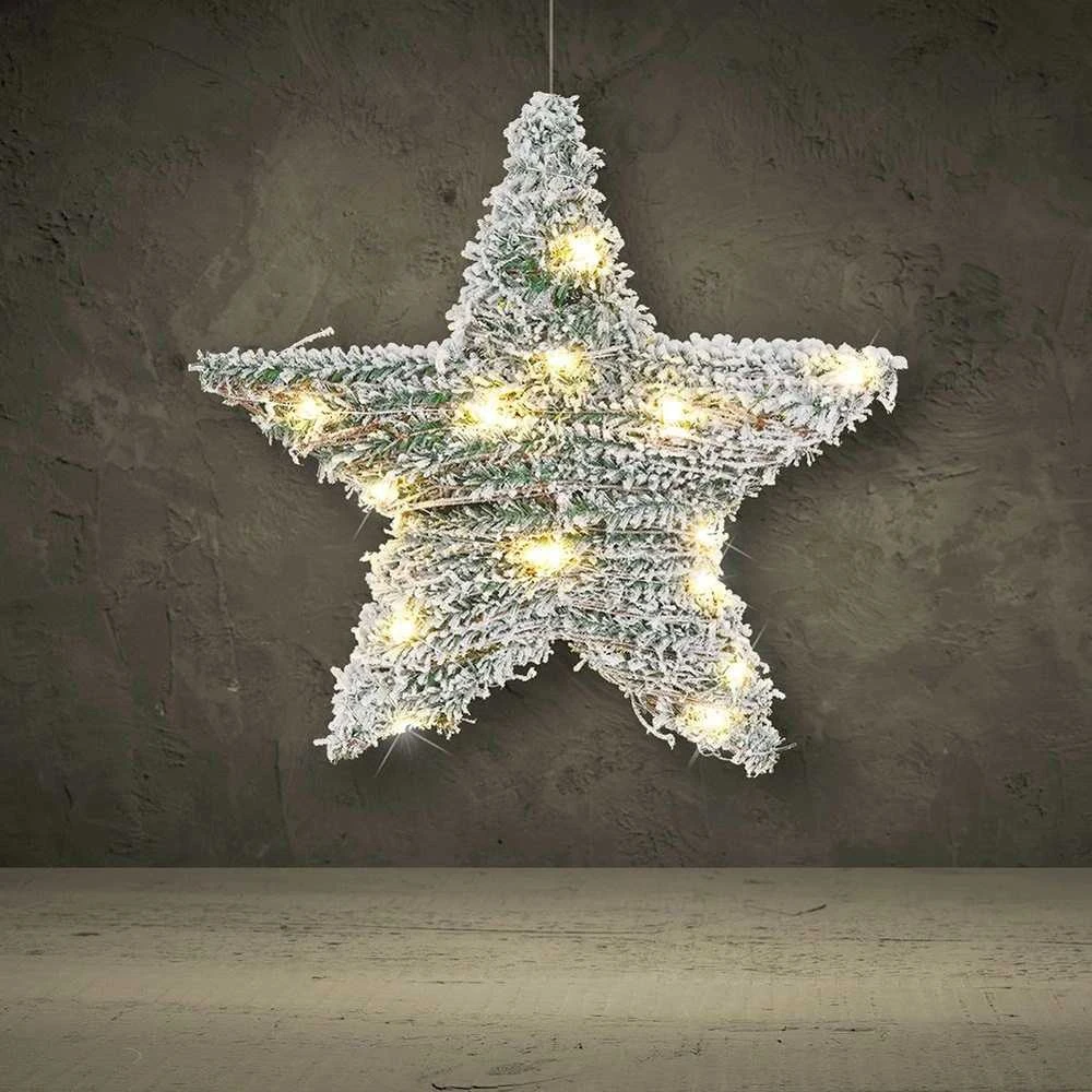 Vilde Šviečianti žvaigždė LED 30 cm - žalia plastikas