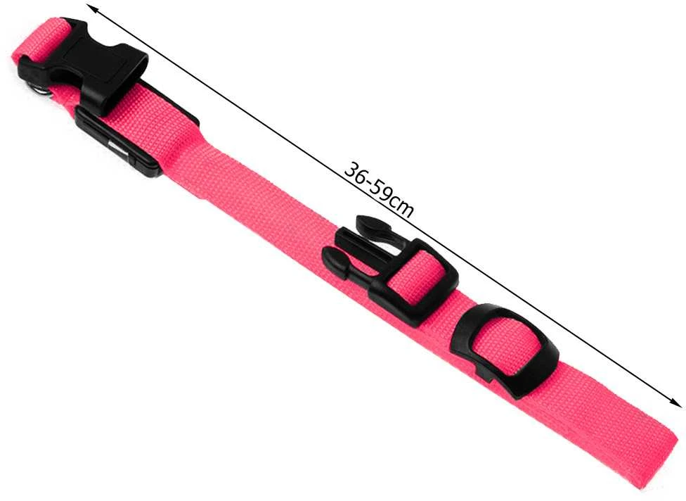Šviečiantis LED antkaklis šunims ir katėms, 46-59 cm, rožinis
