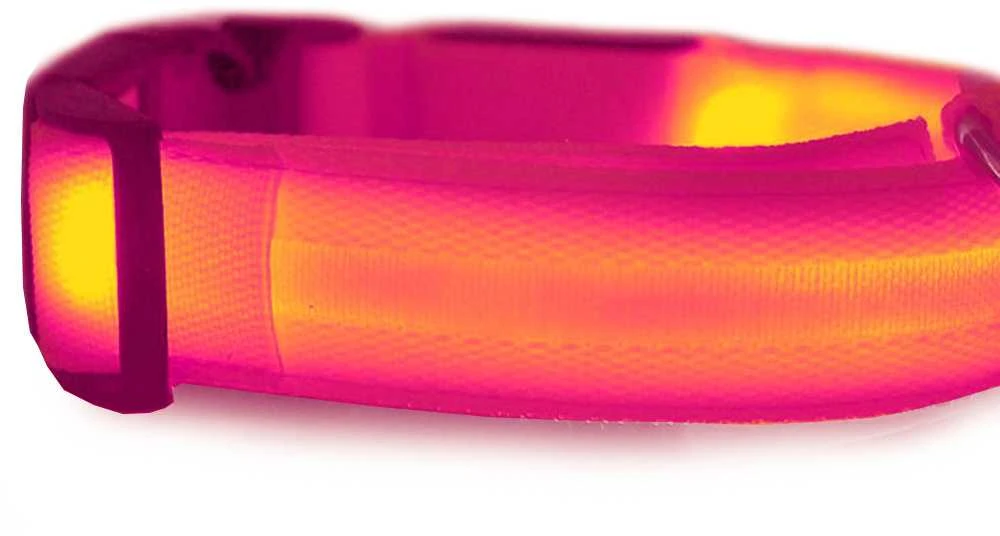 Šviečiantis LED antkaklis šunims ir katėms, 46-59 cm, rožinis