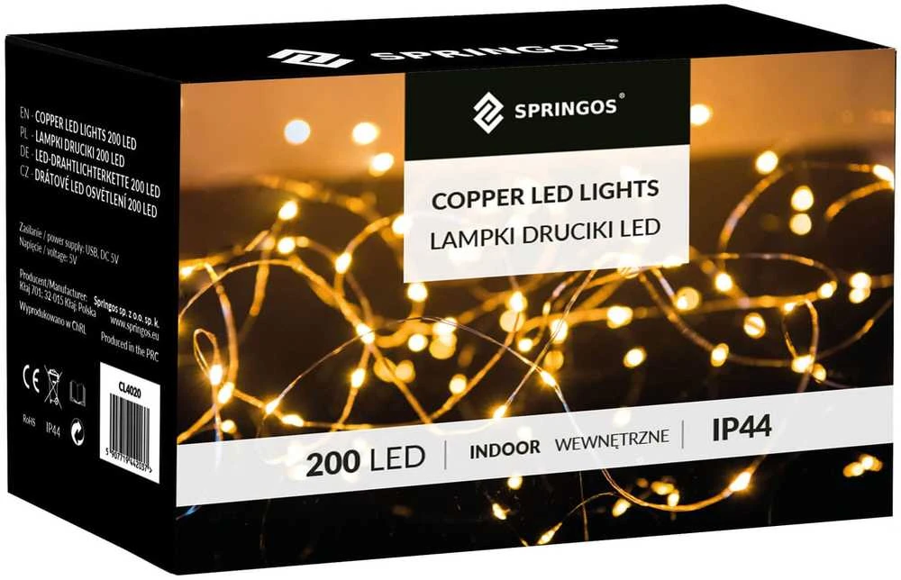 Šviesos dekoracija su dirbtiniais lapais Springos CL4125, 5,85 m, 200 LED