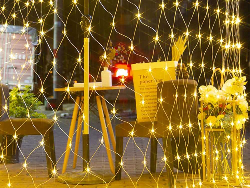 Šviesos užuolaida 100 LED, šiltai balta, 1x2 m