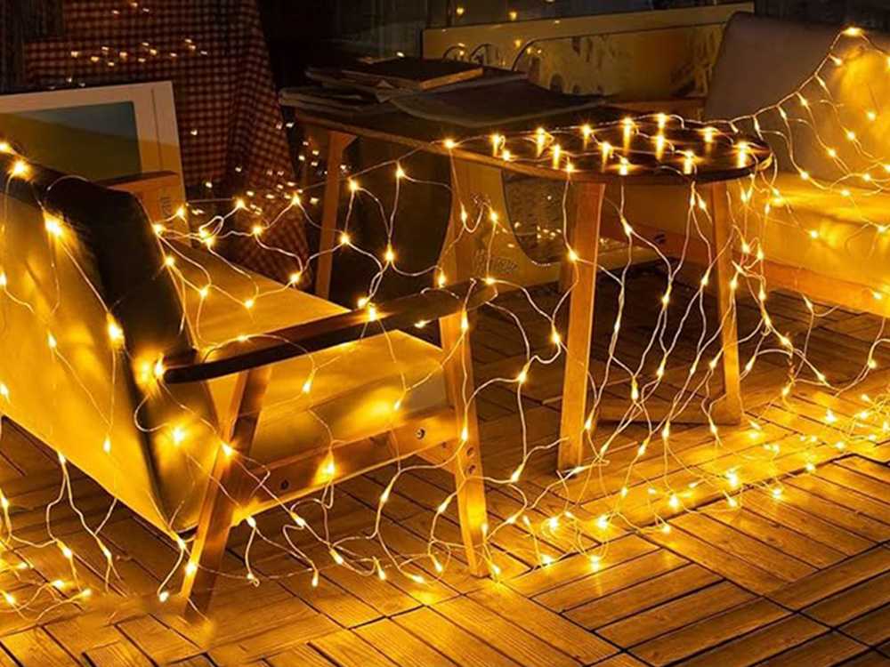 Šviesos užuolaida 100 LED, šiltai balta, 1x2 m