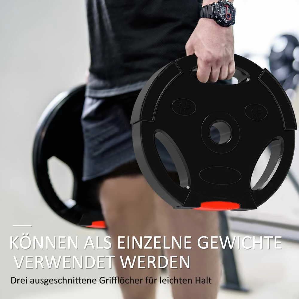 SPORTNOW 4 dalių hantelių svorių rinkinys, 2 x 5kg/7,5kg svoriai, hantelių diskų rinkinys, svorių diskai 2,5 cm hantelių strypui, Ø 30 mm anga, juodi