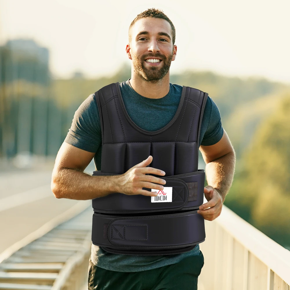 20 kg svorio liemenė su reguliuojamais svoriais, juoda
