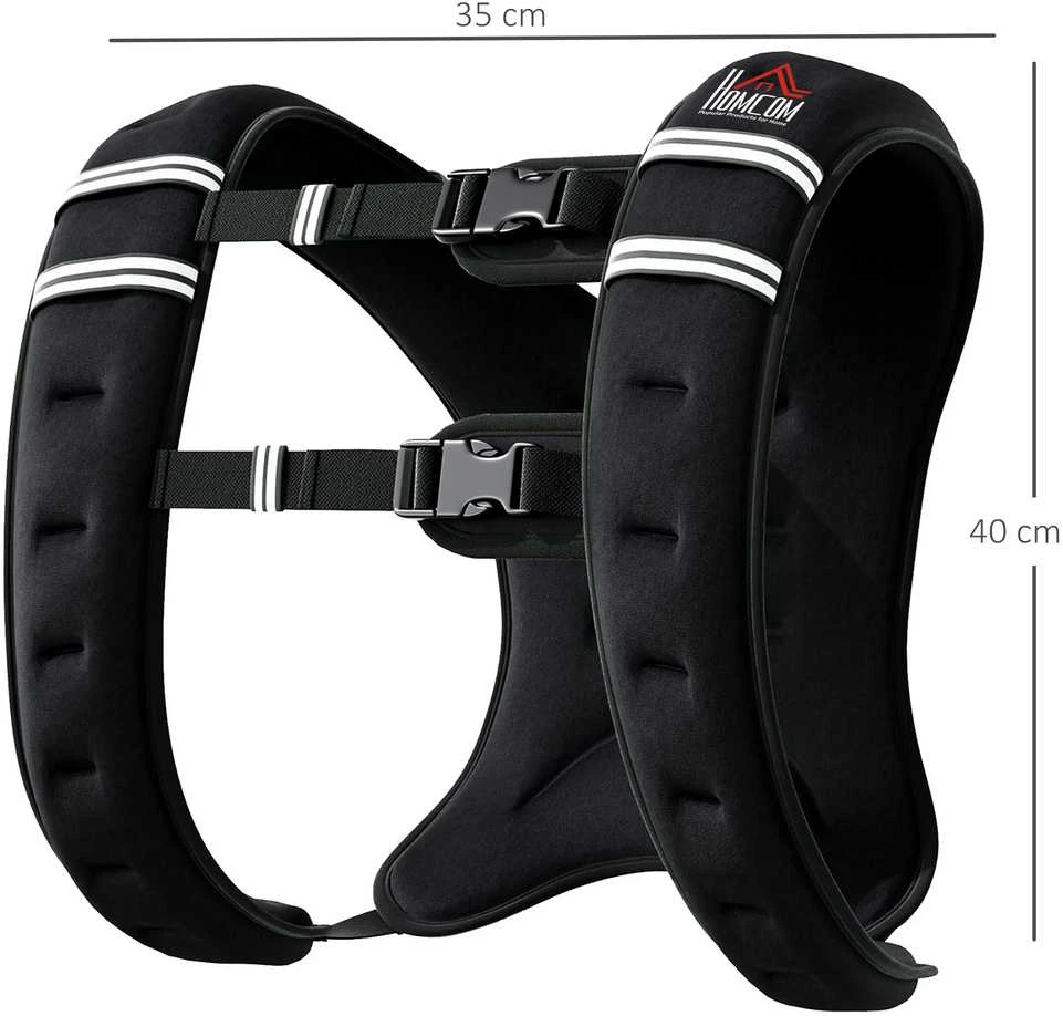 HOMCOM 10 kg svorių liemenė, reguliuojama, jėgos treniruotėms, Oksfordo audinys, metalinis smėlis, juoda, 40 x 35 cm