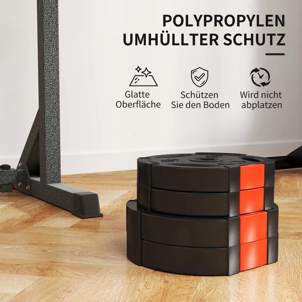 SPORTNOW 4 dalių svorių rinkinys, 2 x 2,5kg / 5kg svoriai, hantelių diskų rinkinys, svorių diskai 2,5 cm skersmens grifui, Ø 25/30 mm skylė, juodi
