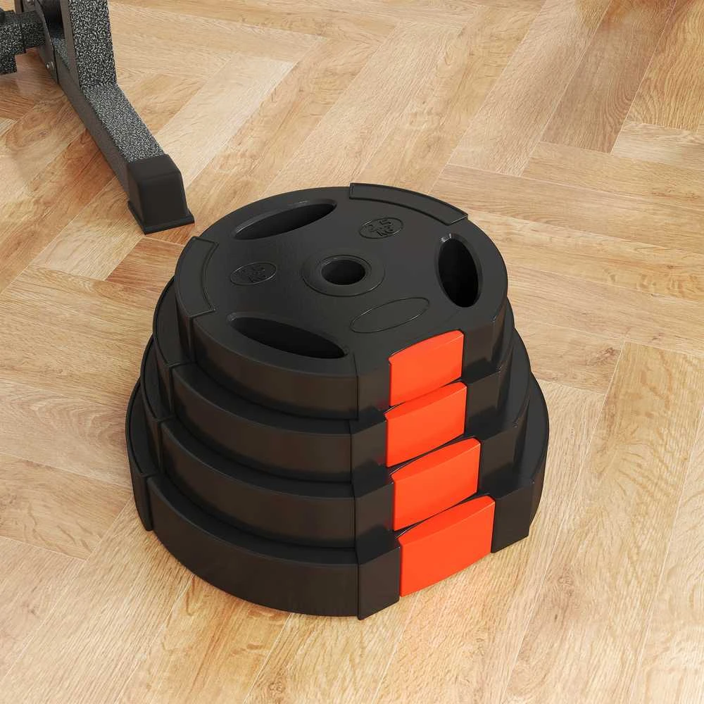 SPORTNOW 4 dalių svorių rinkinys, 2 x 5kg / 10 kg svoriai, svorių diskų rinkinys, svorių diskai 2,5 cm skersmens štangai, Ø 30 mm skylė, juodi