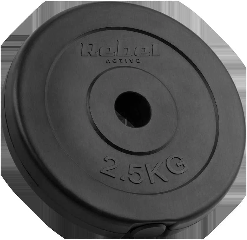 Bituminių svarelių rinkinys 4x2.5kg, skylė 31mm, klasikinė plokštė, REBEL ACTIVE