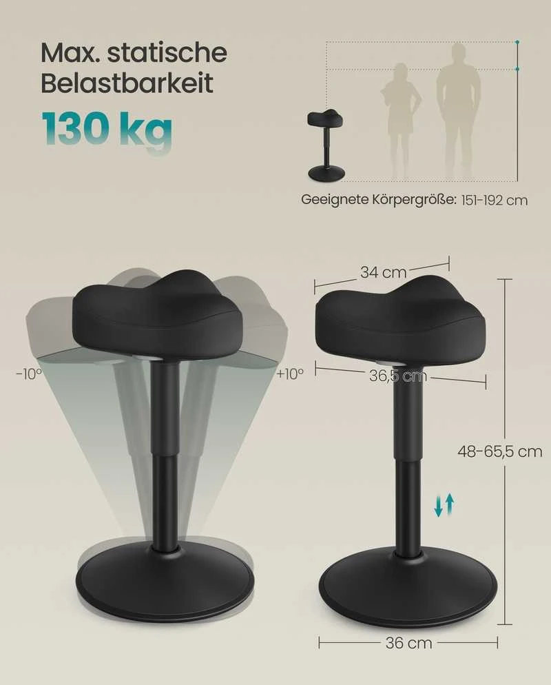 Songmics Taburetė 36 x 36,5 x 48–65,5 cm