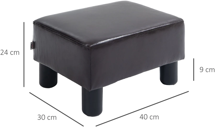 HOMCOM kojų atramos suoliukas, stačiakampis ottomanas, dirbtinė oda, iki 100 kg, rudas