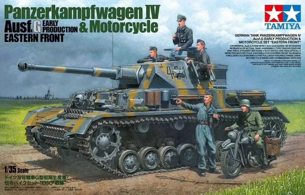 Tamiya – Panzerkampfwagen IV Ausf G. Ankstyvoji gamyba ir motociklų rytinis frontas, 1/35, 25209