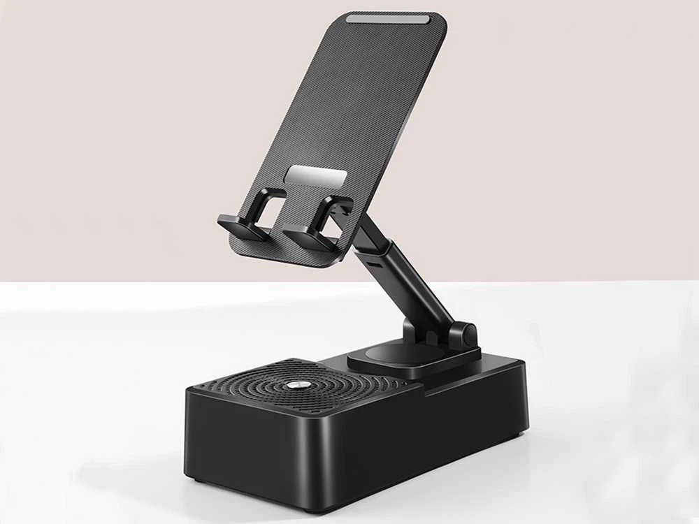 Telefono laikiklis su bluetooth garsiakalbiu, 5W, juodas