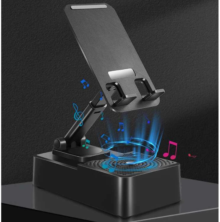 Telefono laikiklis su bluetooth garsiakalbiu, 5W, juodas