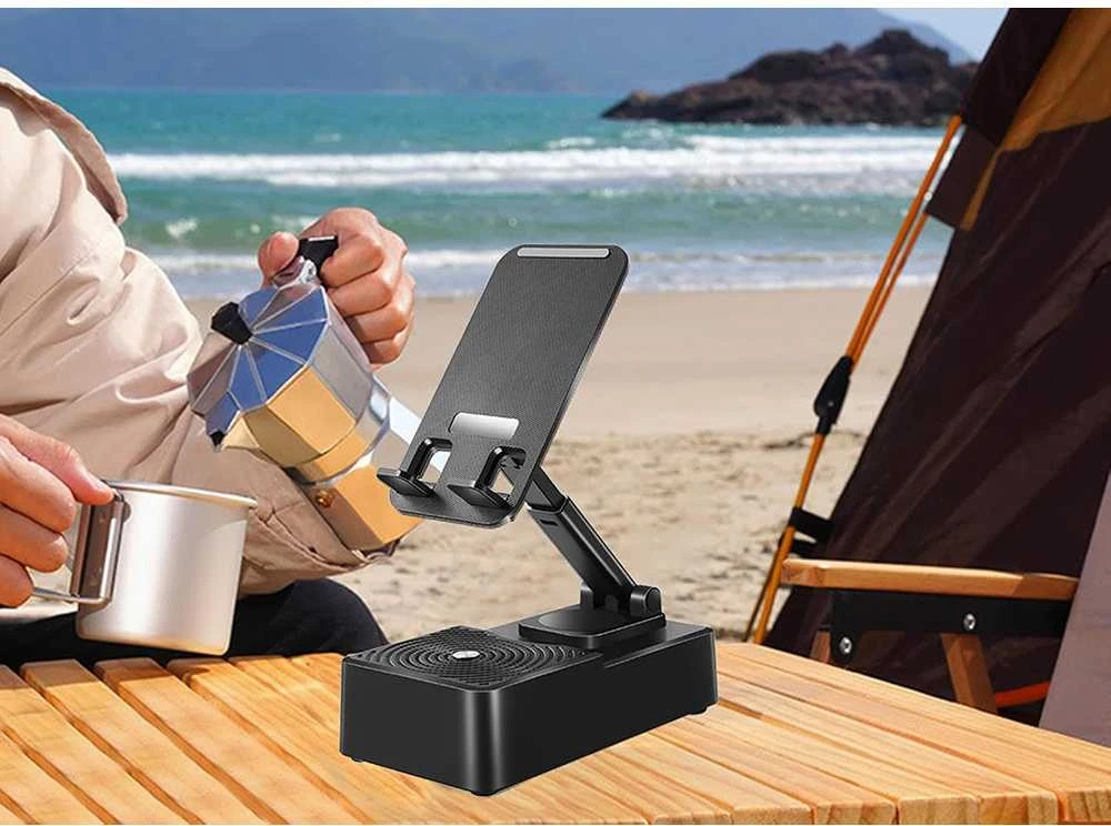 Telefono laikiklis su bluetooth garsiakalbiu, 5W, juodas
