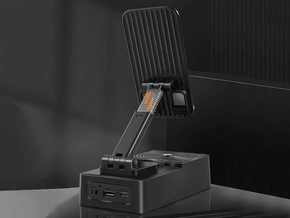 Telefono laikiklis su bluetooth garsiakalbiu, 5W, juodas