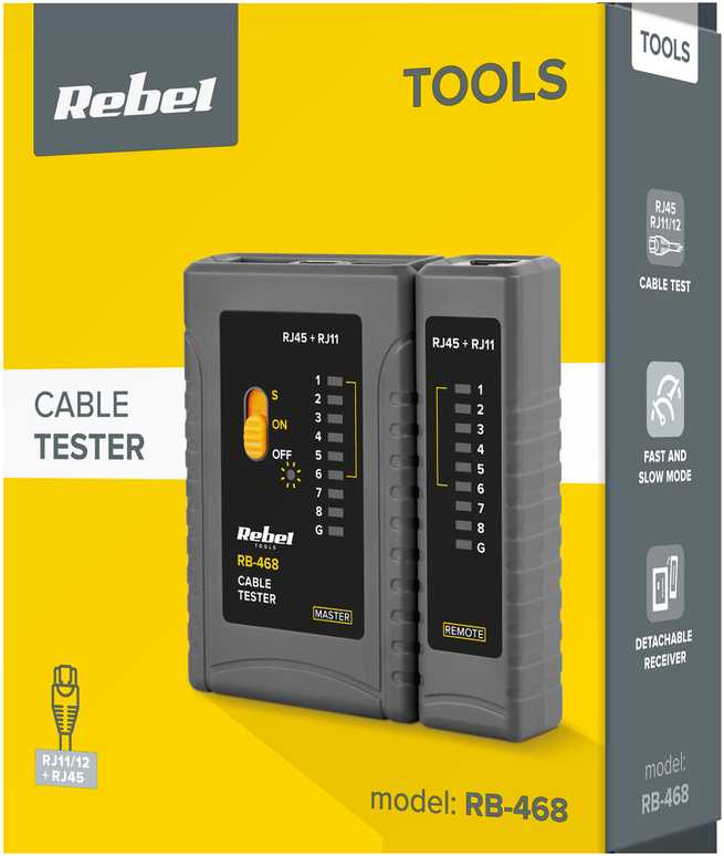 RJ11 / RJ45 kabelių testeris - Rebel RB-468