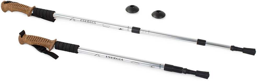 Teleskopinė nordic walking lazda su kamštine rankena, 135 cm