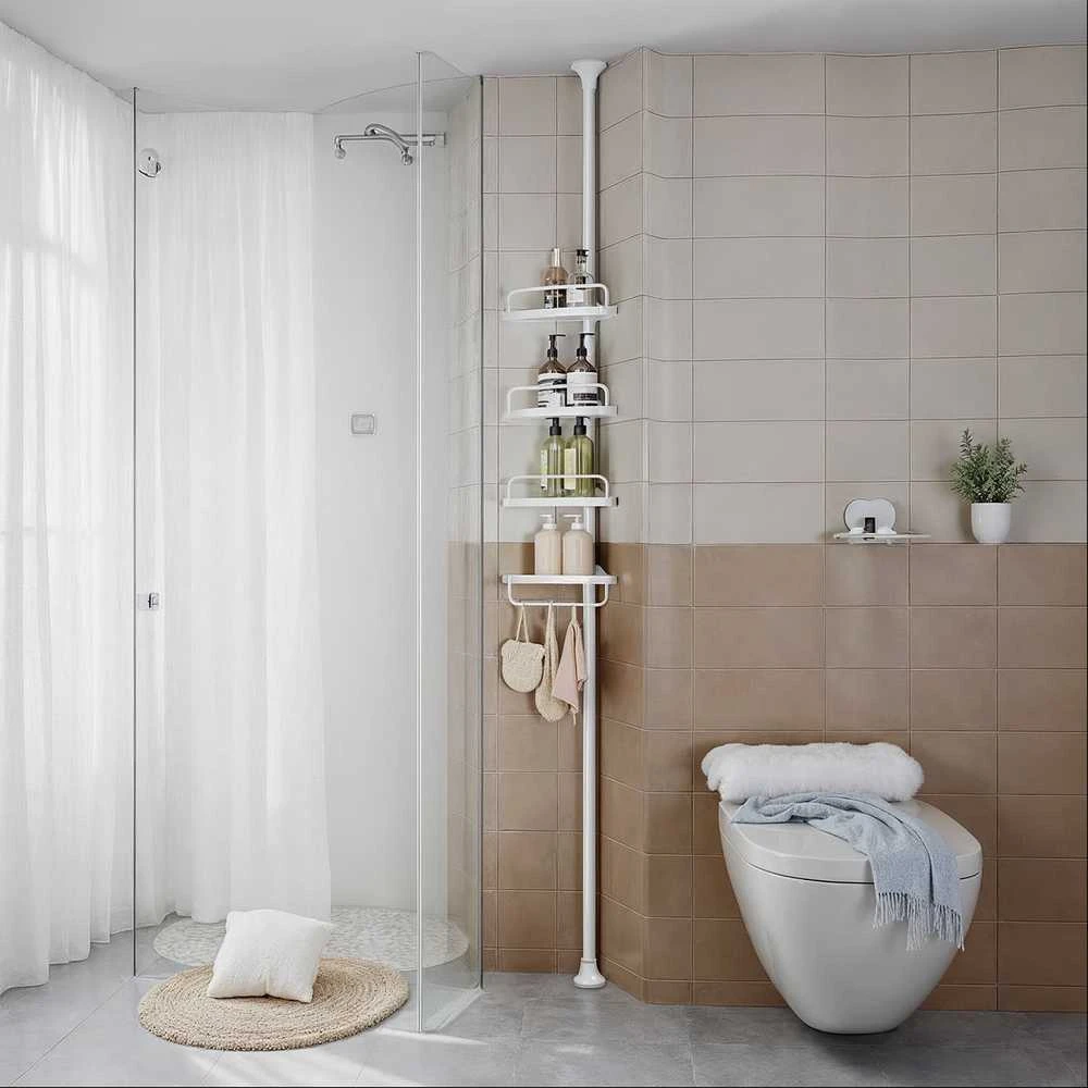 Songmics Teleskopinė vonios lentyna 85-305 cm, balta