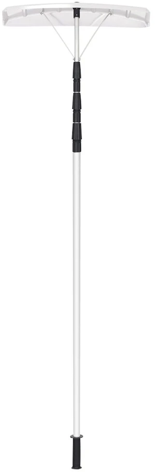 Teleskopinis stogo sniego kastuvas su aliuminio briauna, sidabrinės–juodos spalvos, 63 × 15 cm, 193–640 cm