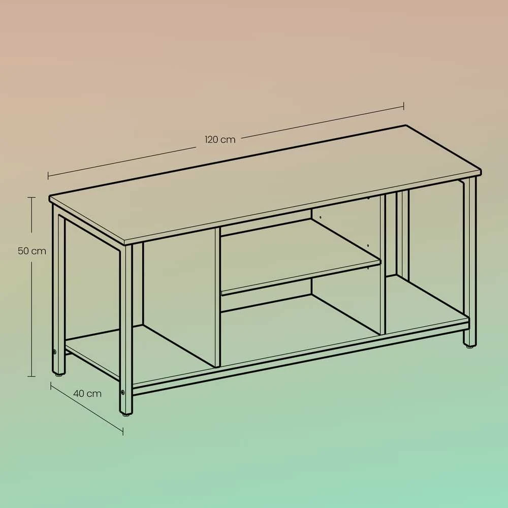 TV staliukas Songmics Vasagle TV spintelė su atvirais skyriais 40 x 120 x 50 cm vintažinė ruda-juoda