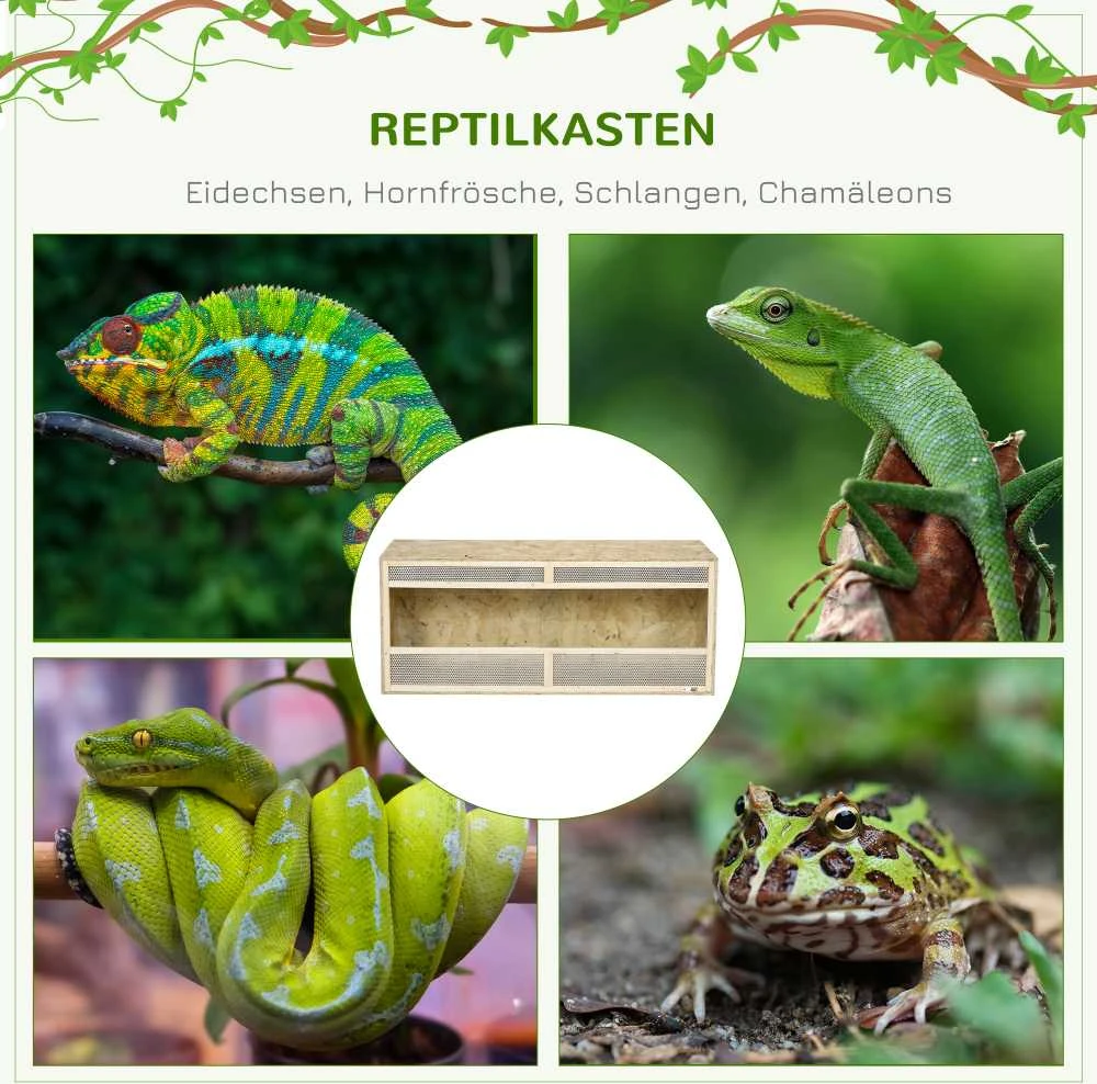 PawHut roplių terariumas, roplių šėrykla su ventiliacijos grotelėmis, stumdomos stiklinės durelės, veisimo dėžė varliagyviams, vorams, natūralios spalvos, 120 x 50 x 50 cm