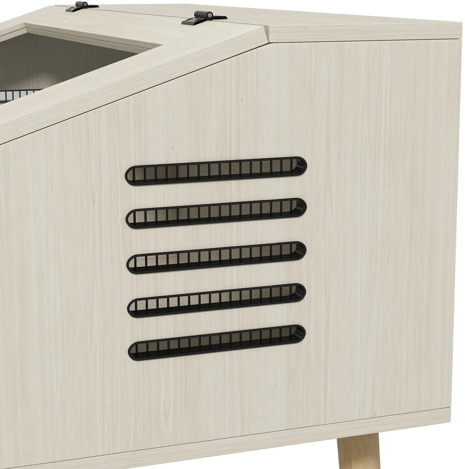 PawHut terariumas ropliams, 140 l roplių šėrimo dėžė su grūdinto stiklo langais, dangčiu, kojomis, roplių veisimo dėžė varliagyviams, vorams, ąžuolo spalvos, 100 x 50 x 60 cm
