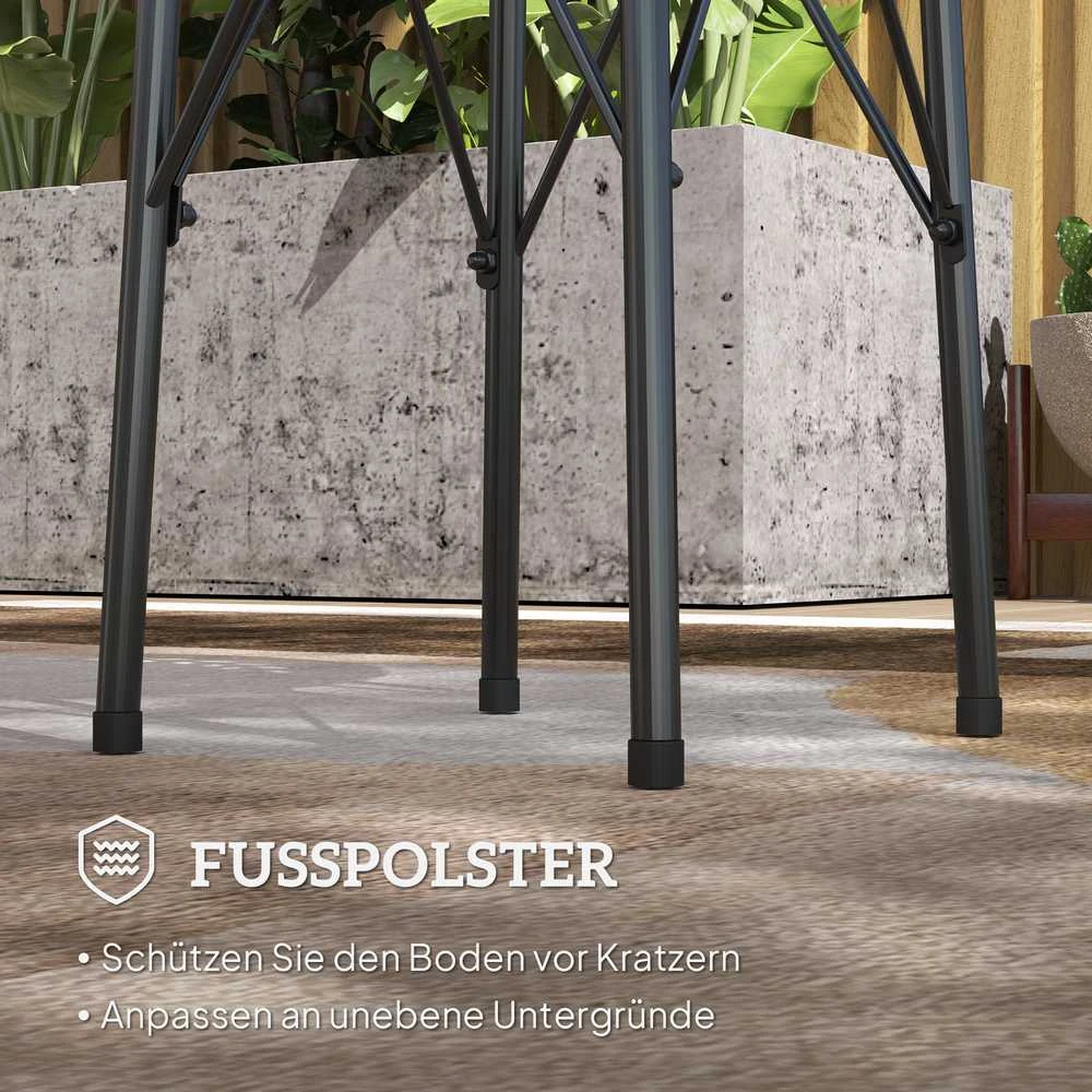 Sodo stalas Outsunny Ø40 x 50 cm, oro sąlygoms atsparus plieno balkono stalas, pagalbinis staliukas su gėlių raštais ir apsauginėmis kojelėmis, apvalus lauko valgomojo stalas, kempingo stalas, terasos stalas sodui, terasai ir balkonui, juodas