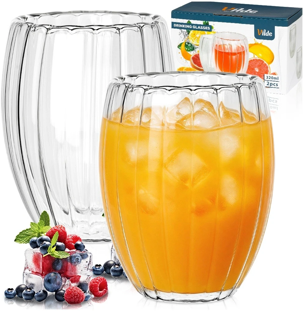 Terminės stiklinės su dviguba sienele, 320 ml, 9 × 9 × 11,5 cm, 2 vnt.