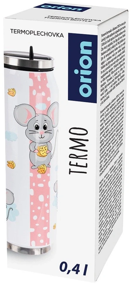 Terminis puodelis skardinės formos su pelės piešiniu, įvairiaspalvis, 6,5 × 17 cm, 400 ml