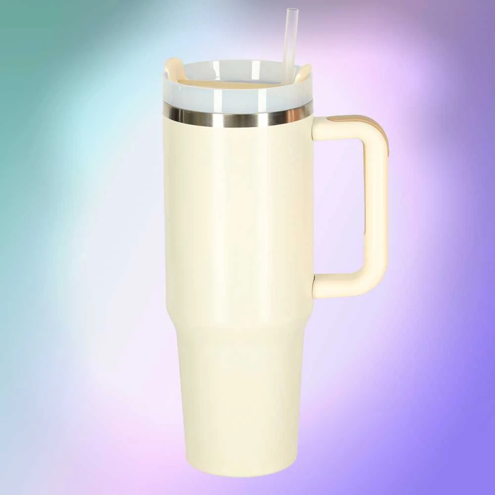 Roger Termo puodelis ze słomką i laikikliu termos 1200ml kreminė