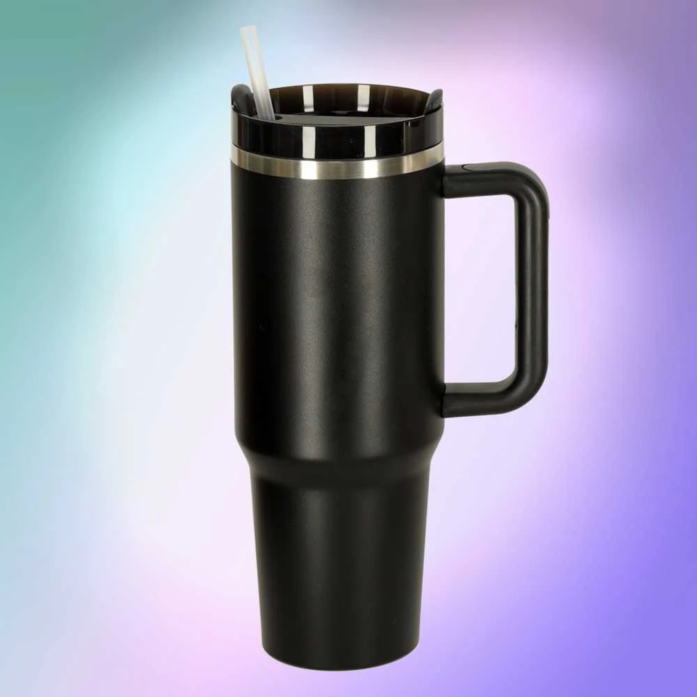 Roger Termo puodelis ze słomką i laikikliu termos 1200ml juoda