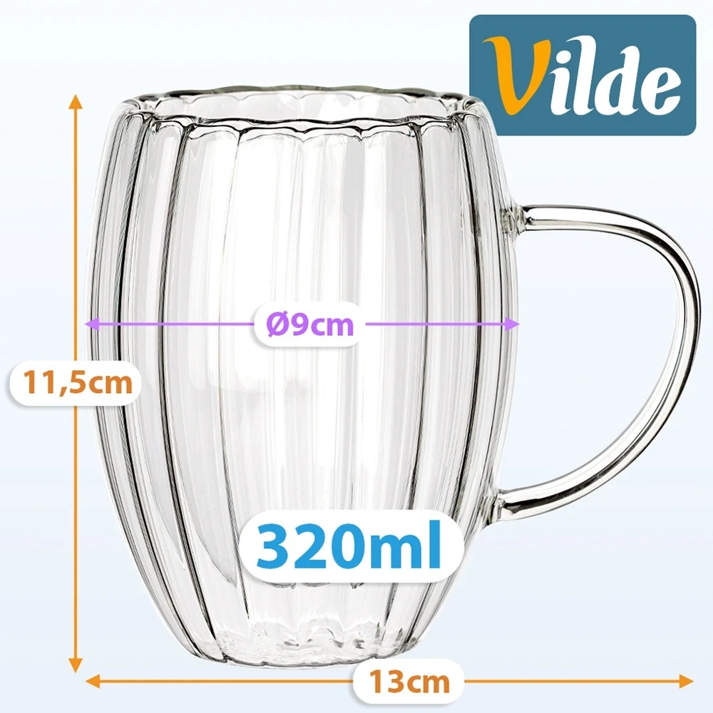 Termo stiklinės, 320 ml, skaidrios, 13 x 9 x 11,5 cm, 2 vnt.