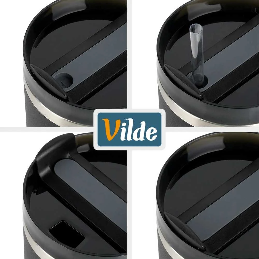 Vilde termo puodelis 1,2 l juodas su rankena