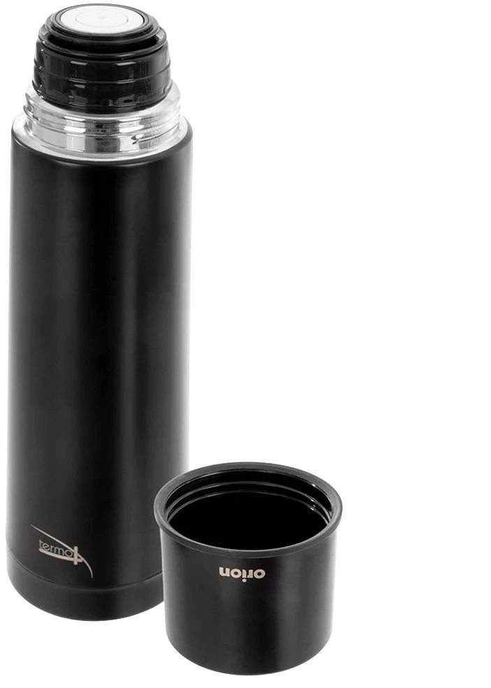 Termosas 700 ml, su puodeliu-dangteliu, juodas, 7,5 × 7,5 × 28 cm