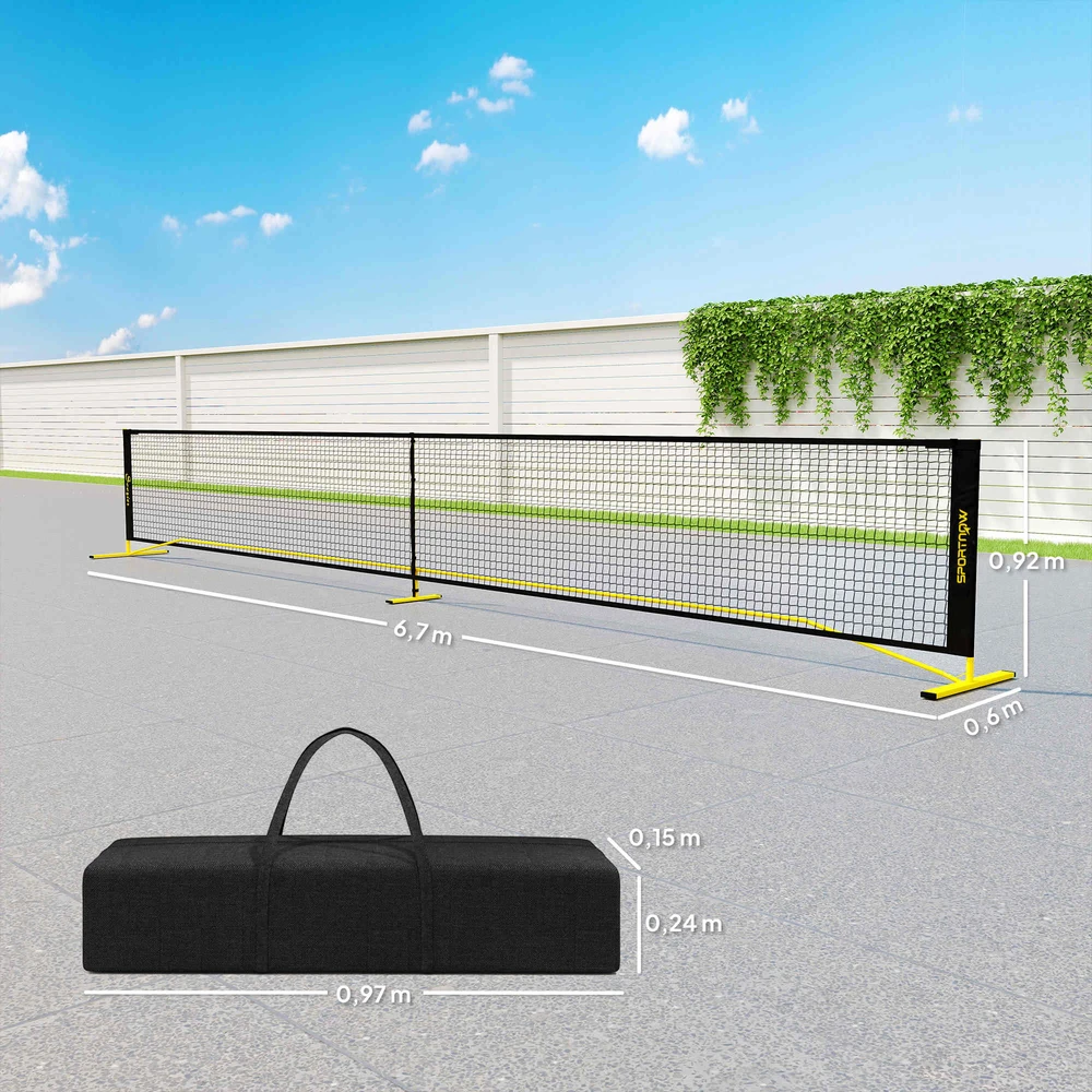 SPORTNOW nešiojamas Pickleball tinklas, 6,7 m, su nešiojimo krepšiu, metaliniu rėmu, skirtas vidaus ir lauko naudojimui, geltonas