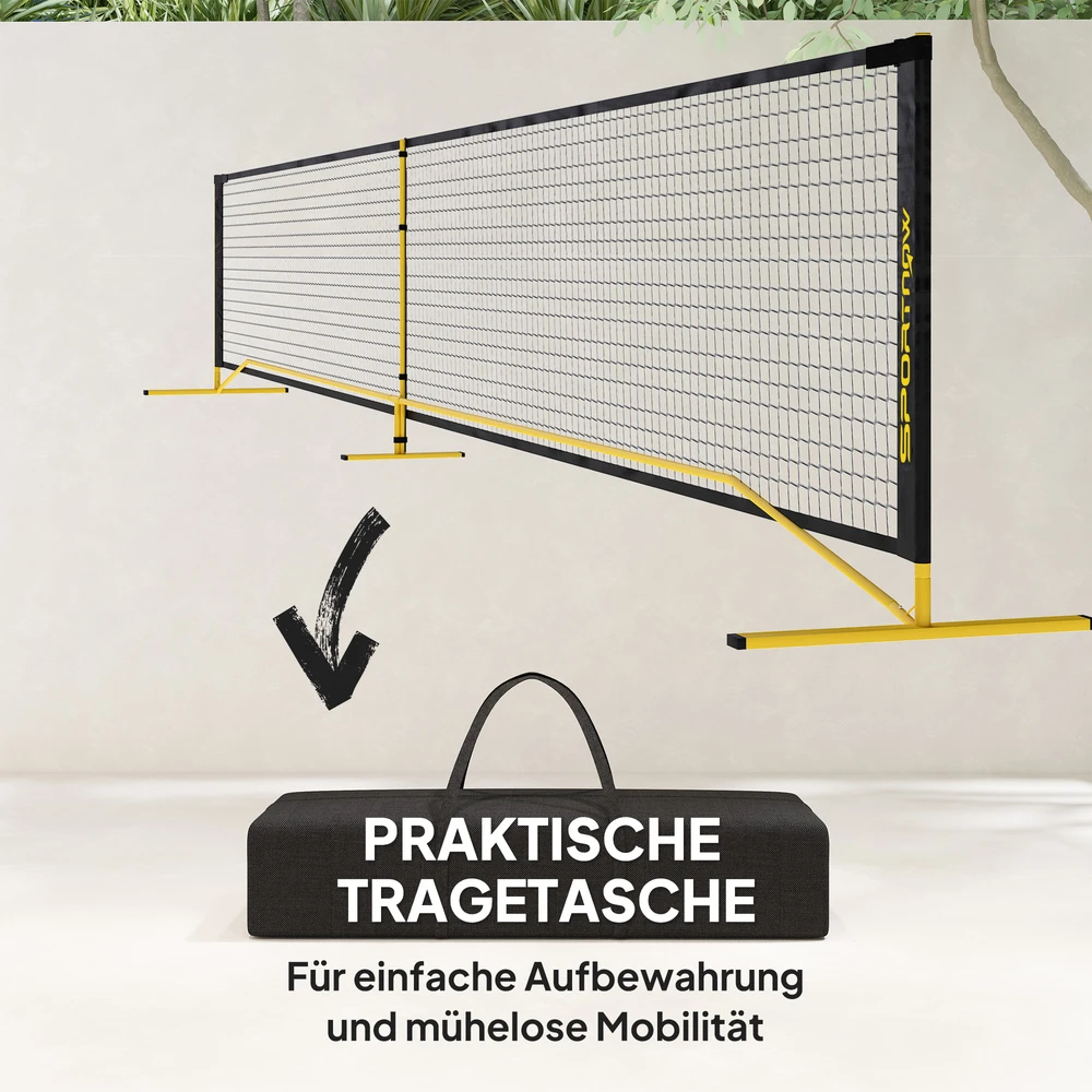 SPORTNOW nešiojamas Pickleball tinklas, 6,7 m, su nešiojimo krepšiu, metaliniu rėmu, skirtas vidaus ir lauko naudojimui, geltonas